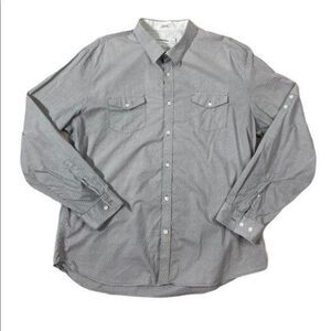 Calvin Klein Mens Slim Fit Casual Cotton Button Up Shirt XL Gray Geometric Print